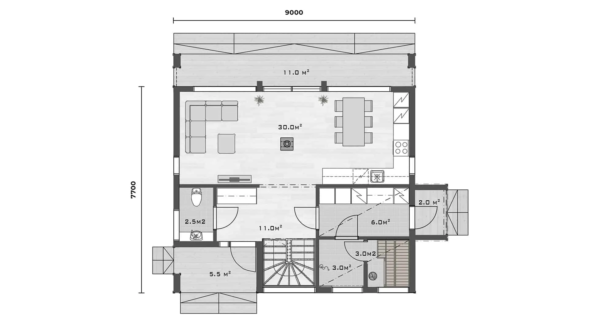 Timmerhus Pihka 124 planritning