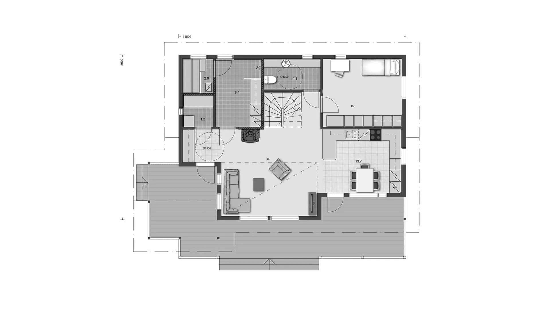 Timmerhus Piilola 136 planritning