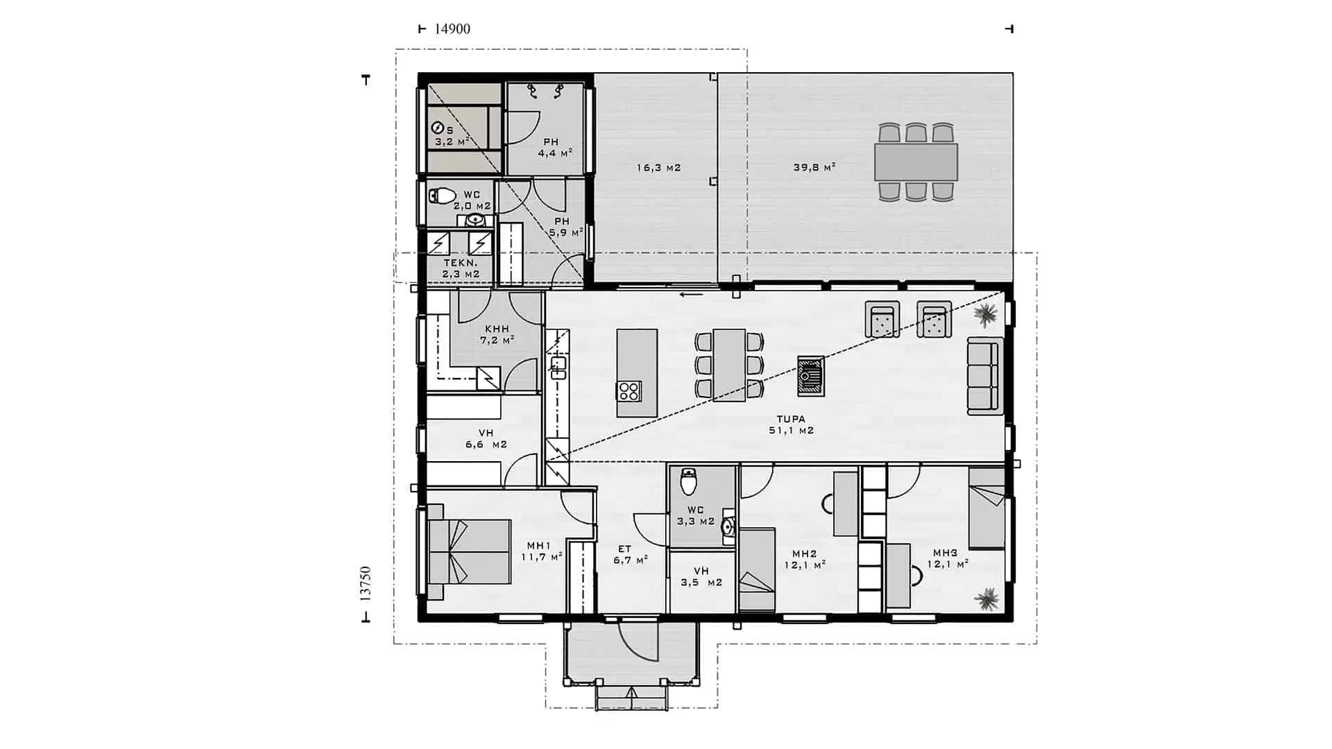 Timmerhus Rusko 150 planritning