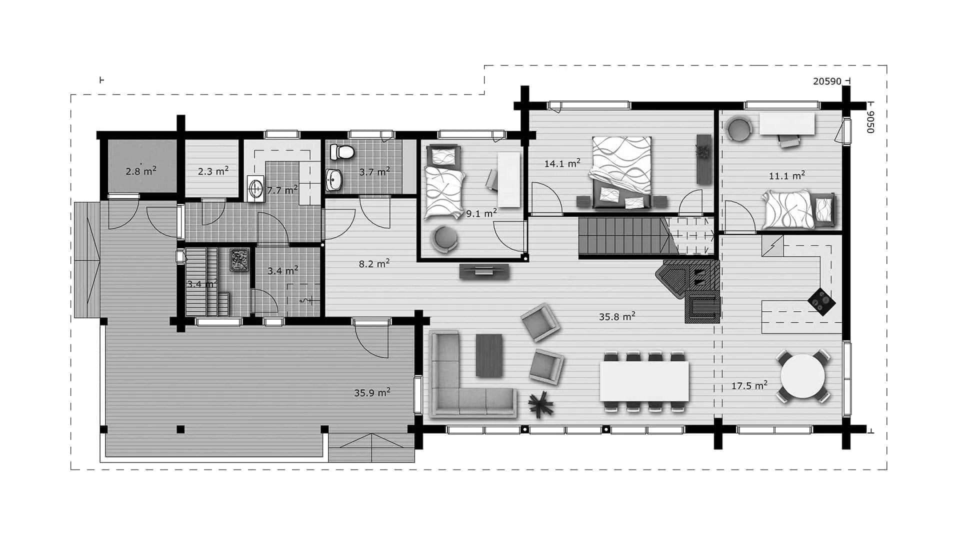 Timmerhus Saapunki 173 planritning