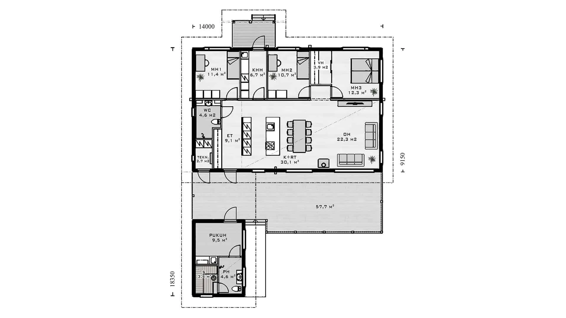 Timmerhus Sulka 150 planritning