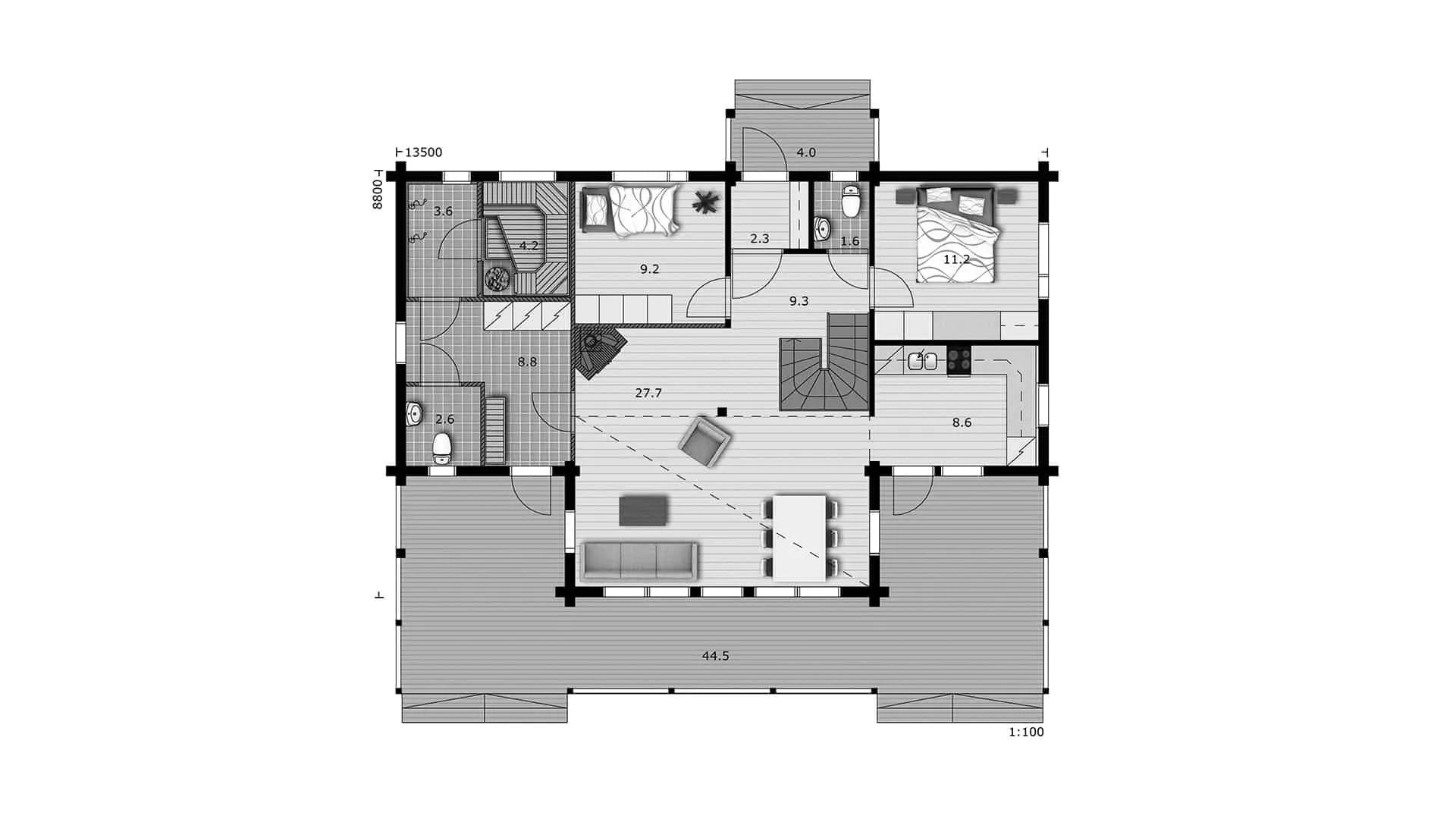 Timmerhus Suvela 142 planritning