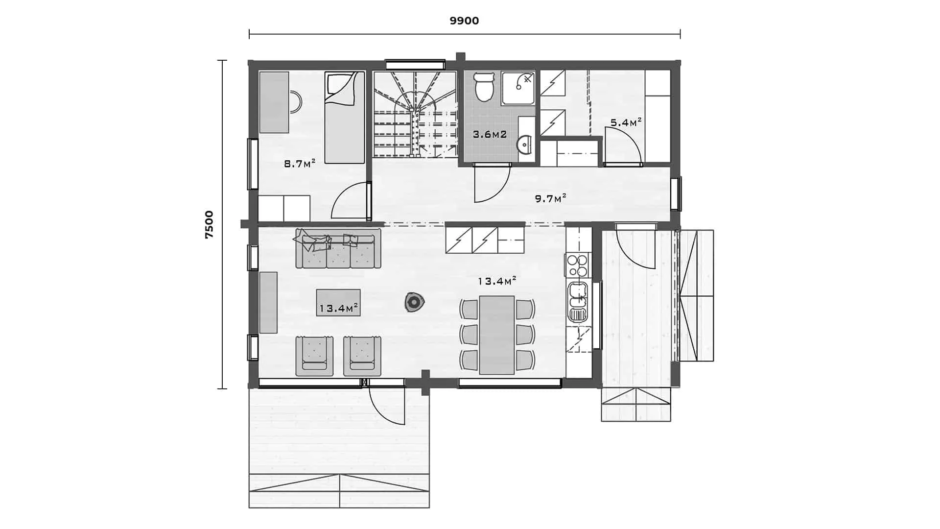 Timmerhus Sysi 132 planritning