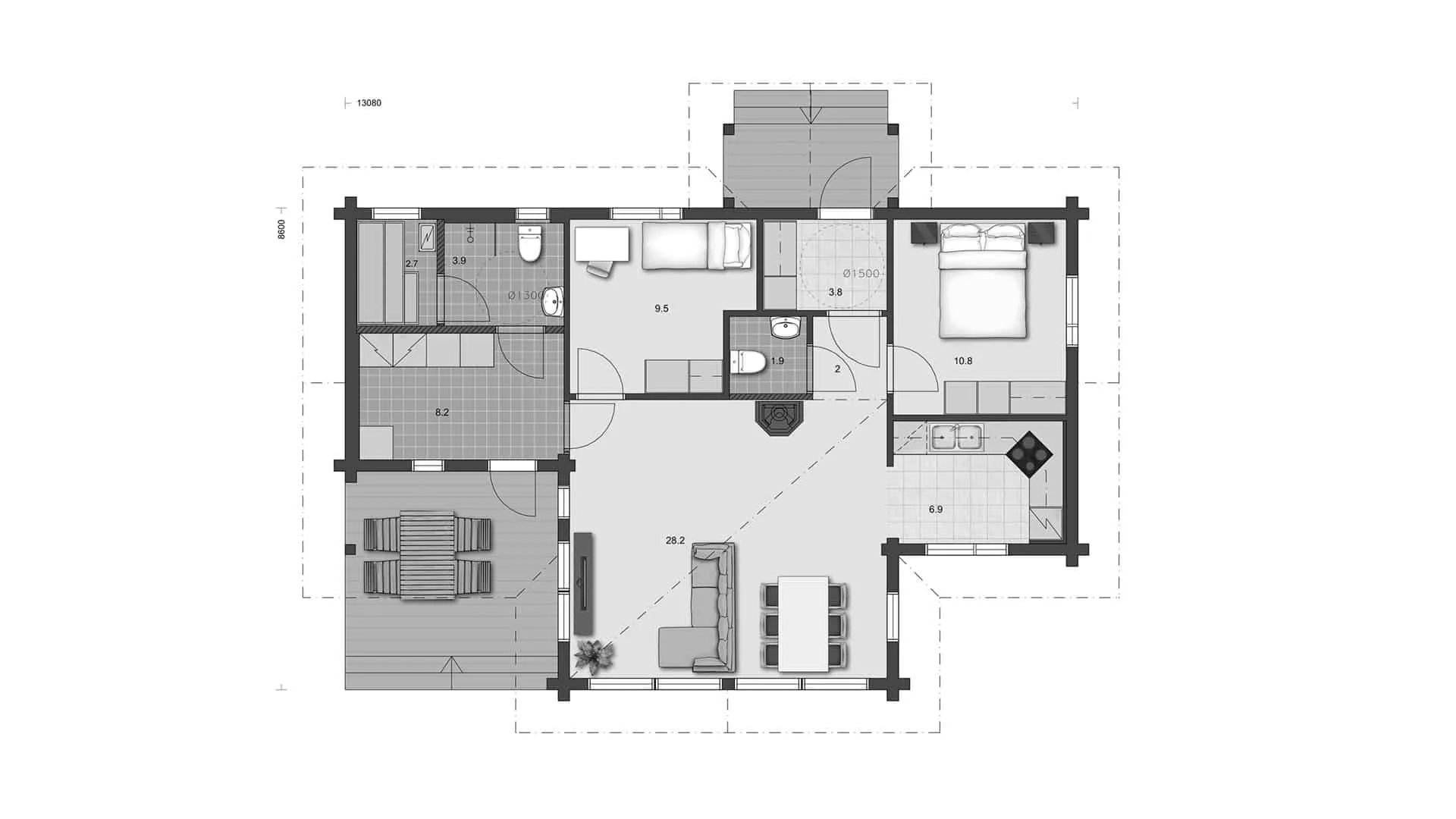 Timmerhus Tupala 90 planritning