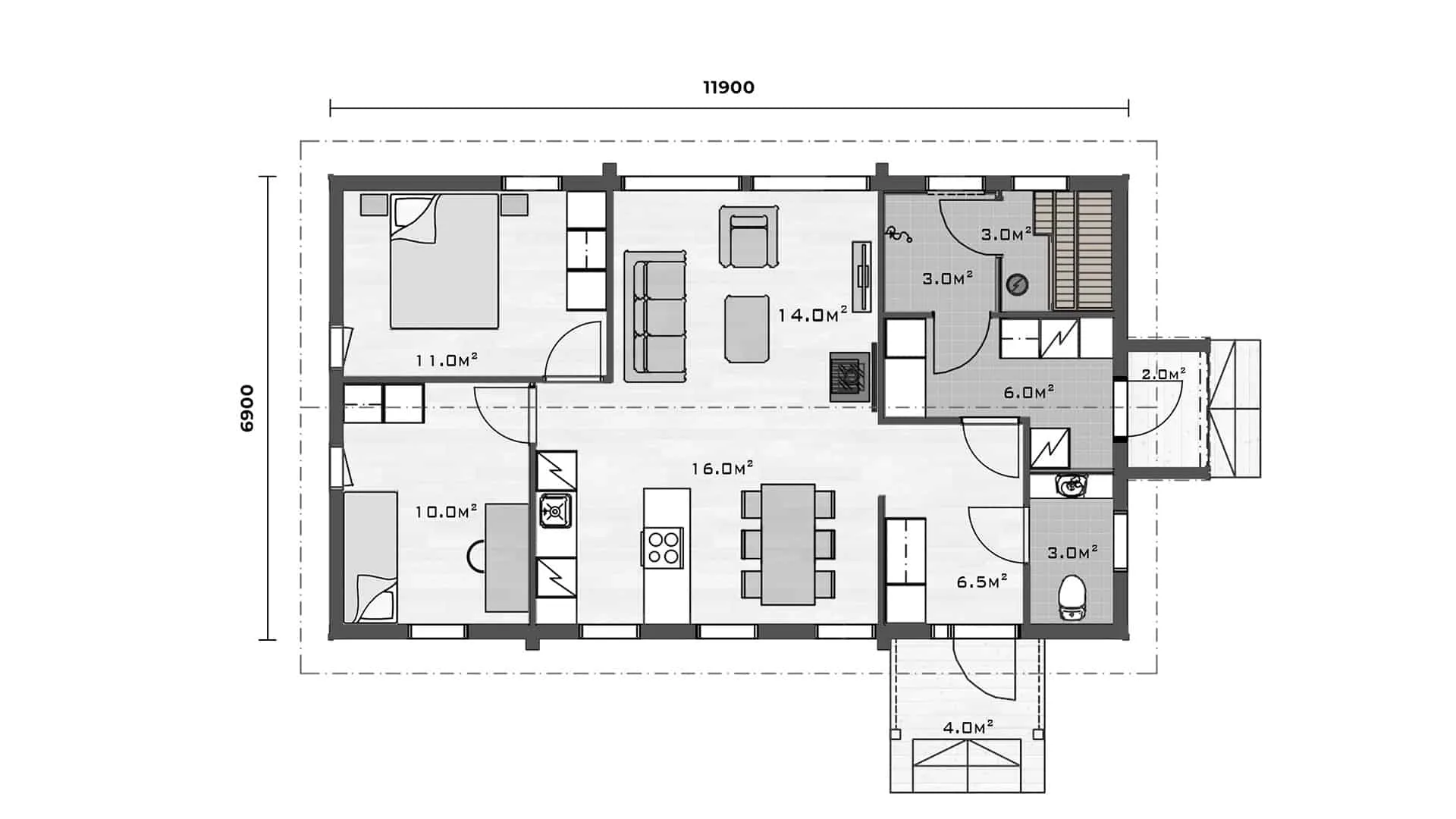 Timmerhus Tyyni 82 planritning