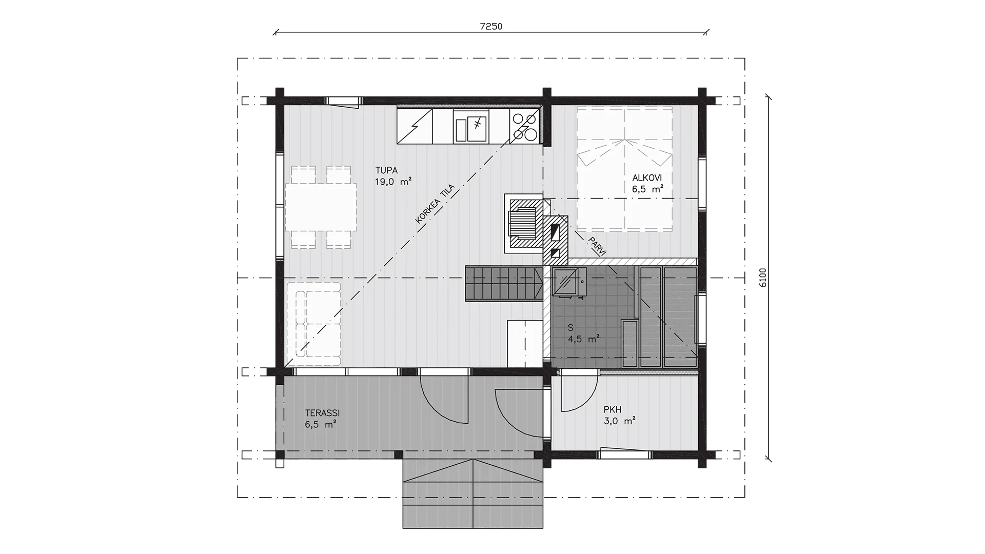 Timmerstuga Hossa 38s planritning