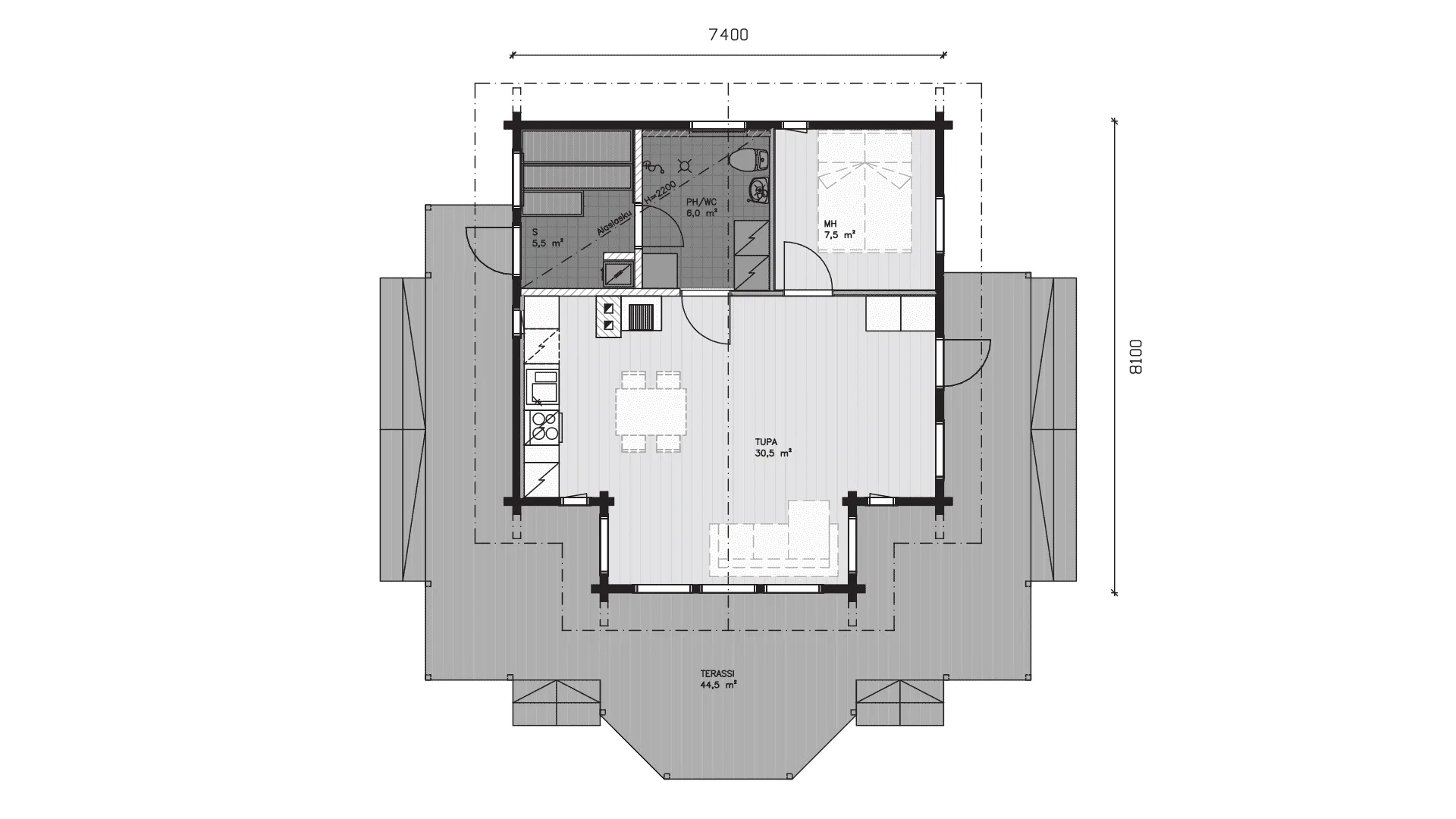 Timmerstuga Purnu 56 planritning