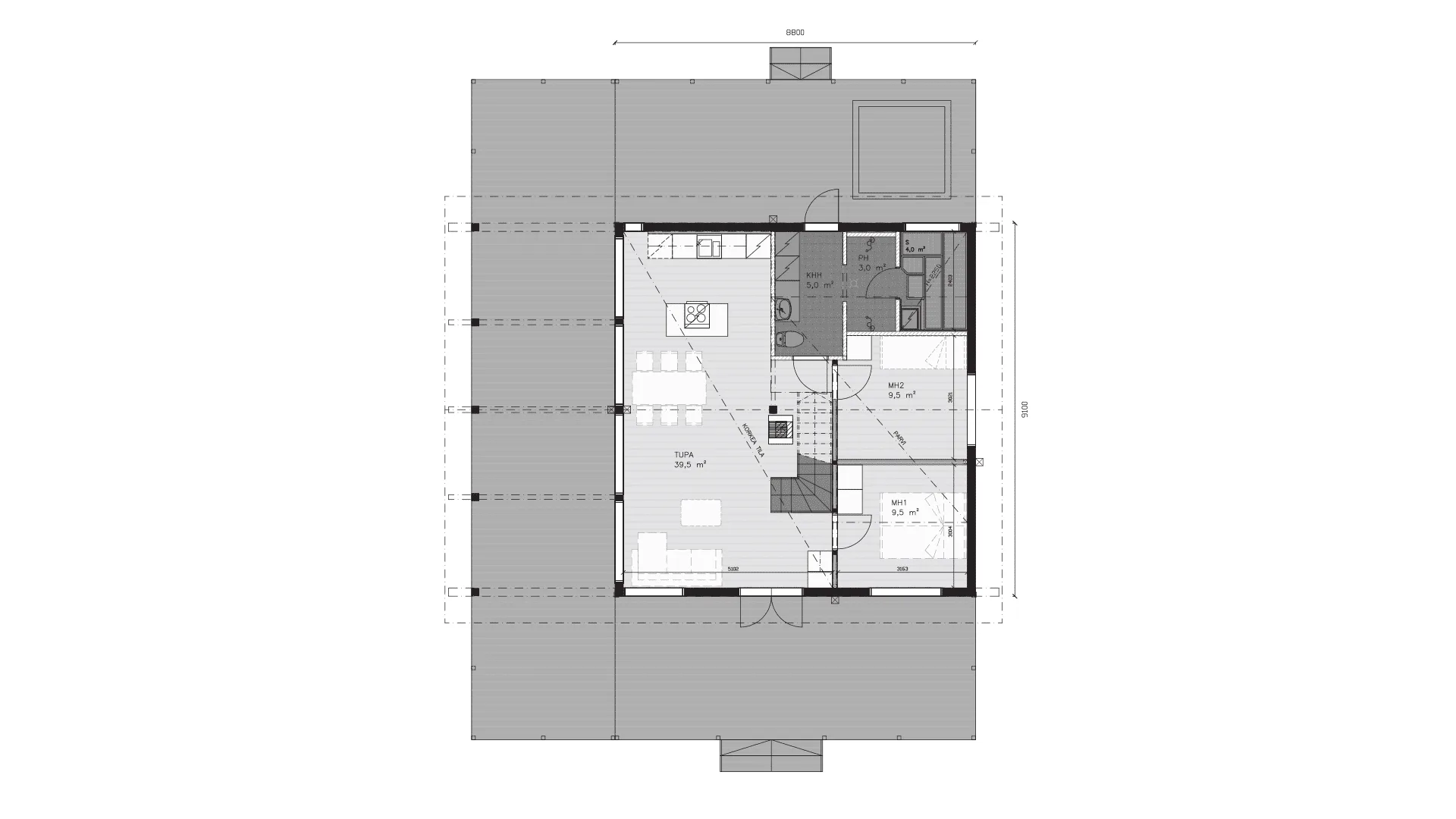 Timmervilla Kesäniemi 89P planritning