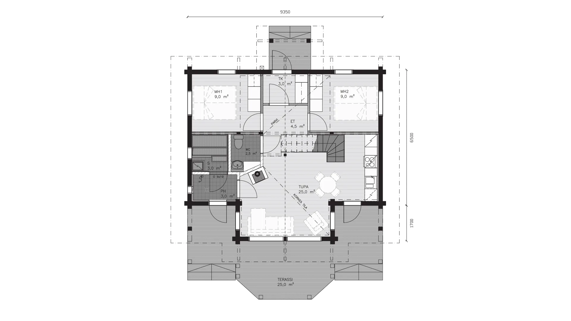 Timmervilla Kuusela 80P planritning