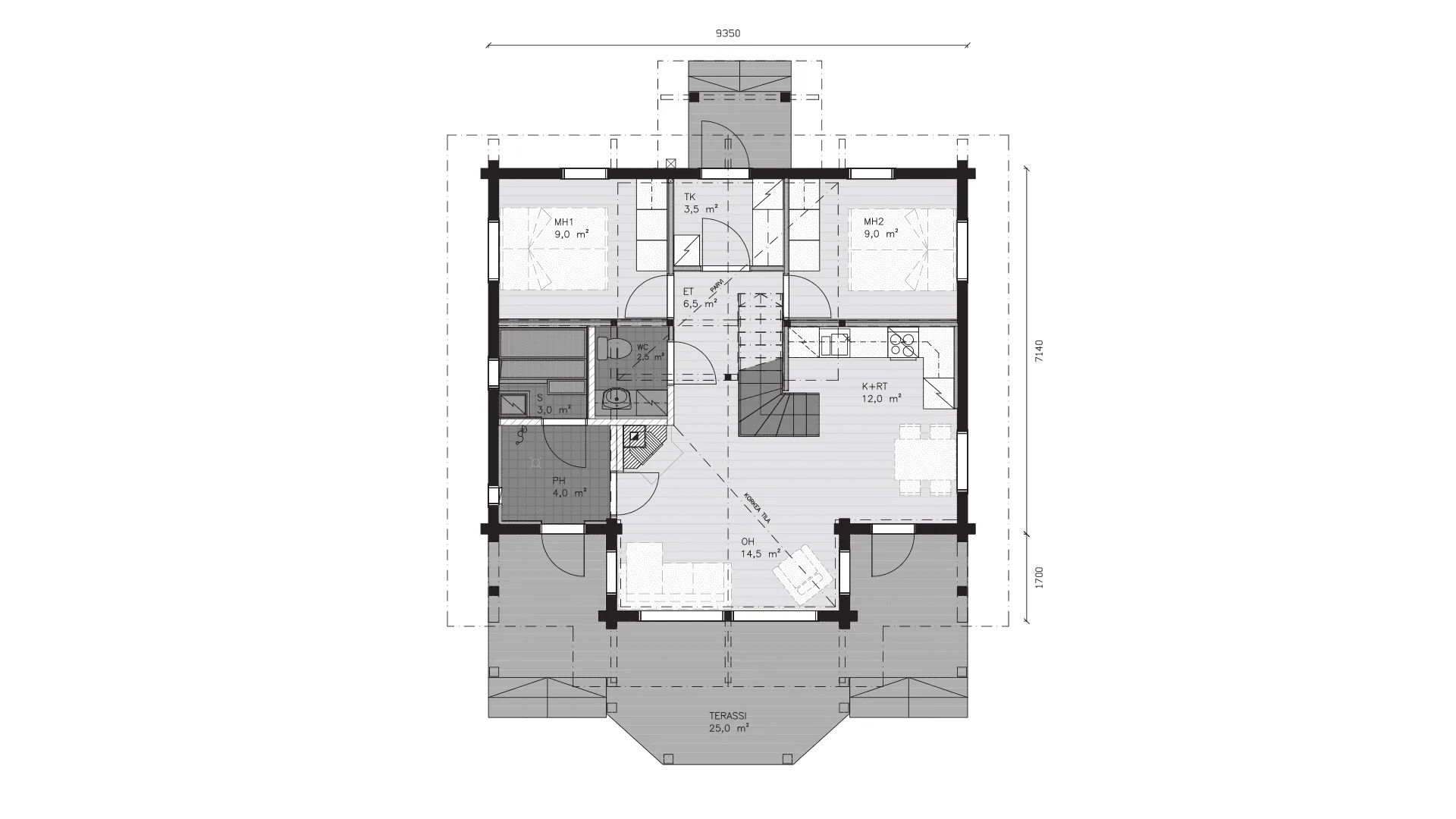Timmervilla Kuusela 88P planritning