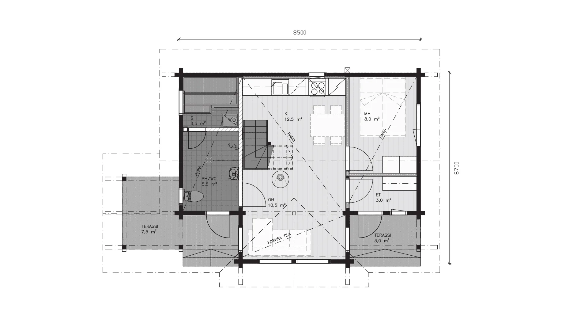 Timmervilla Maaninka 56P planritning