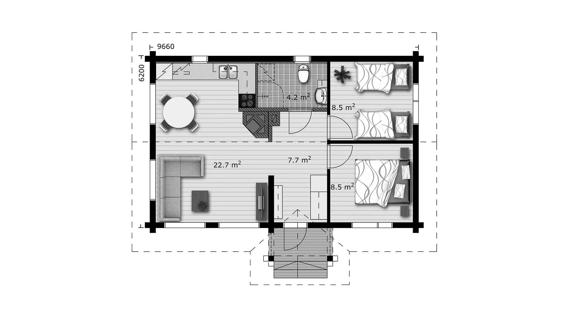 Timmervilla Rajala 60 planritning
