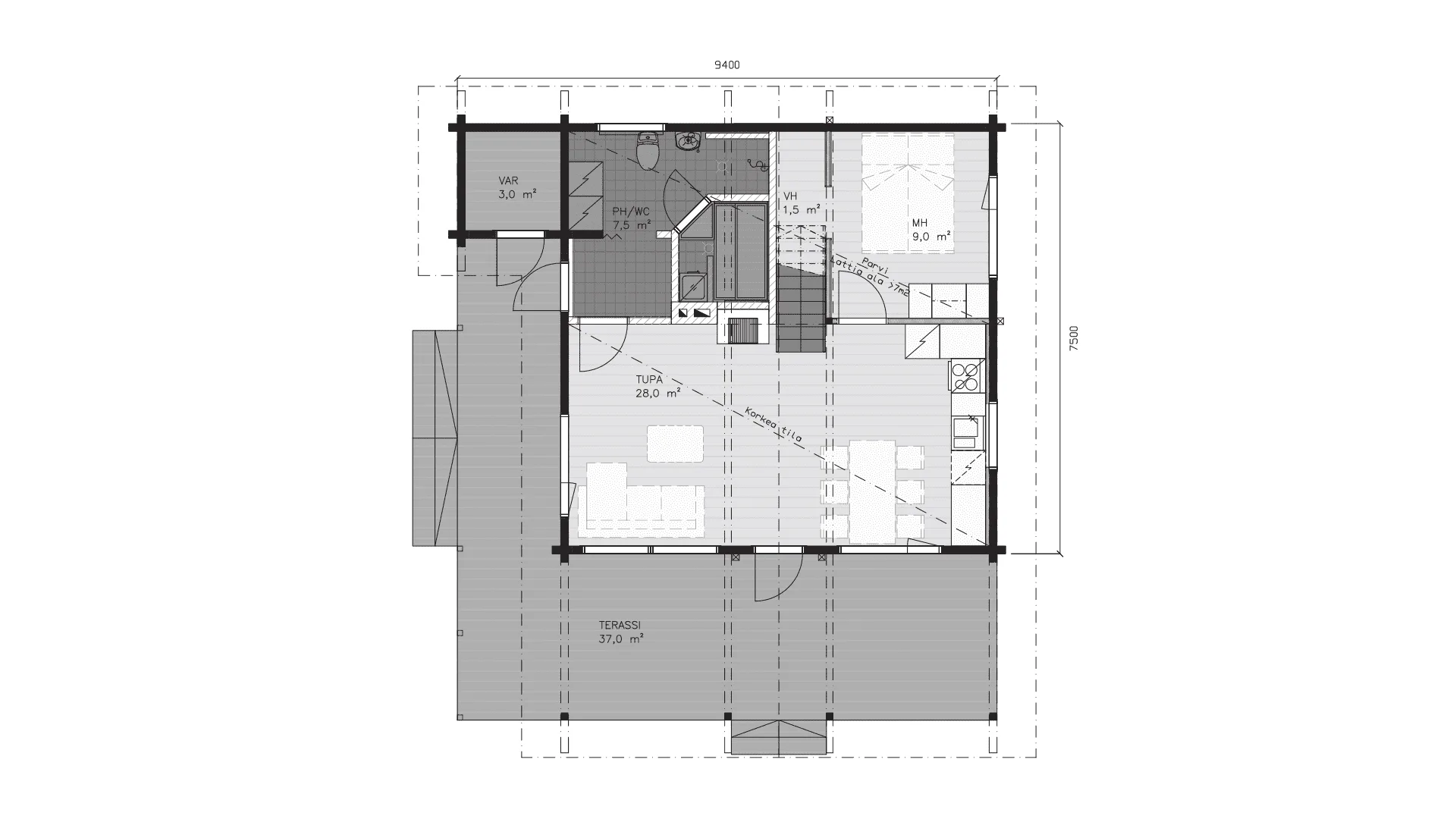 Timmervilla Soilu 61P planritning