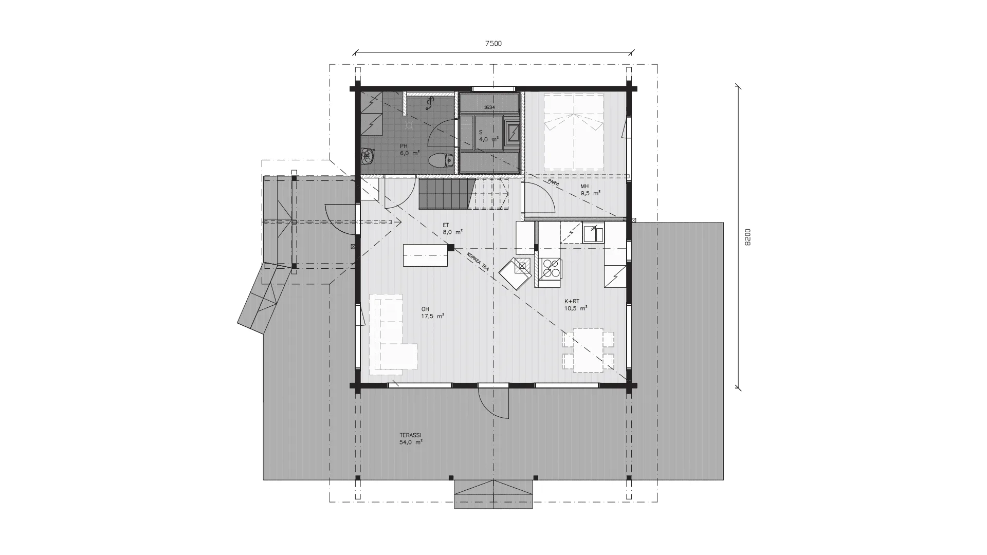 Timmervilla Tavela 68P planritning