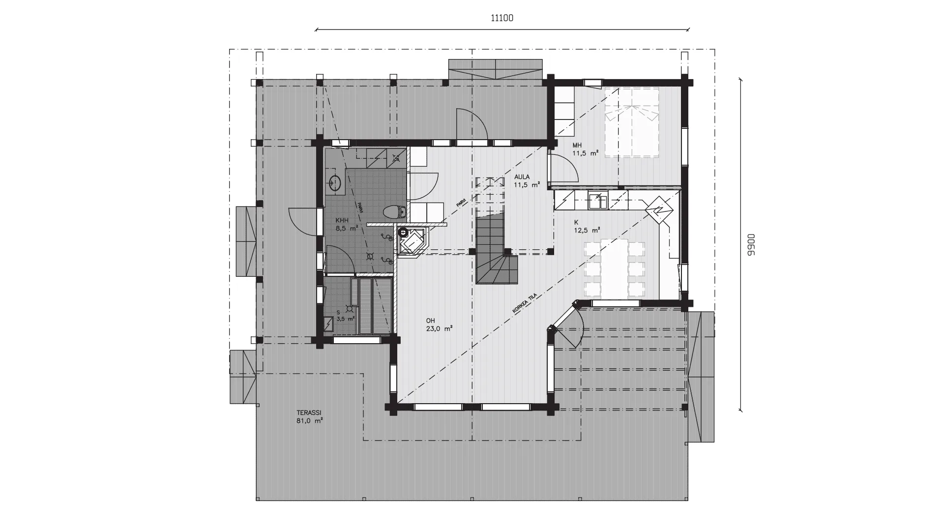Timmervilla Tolva 96P planritning