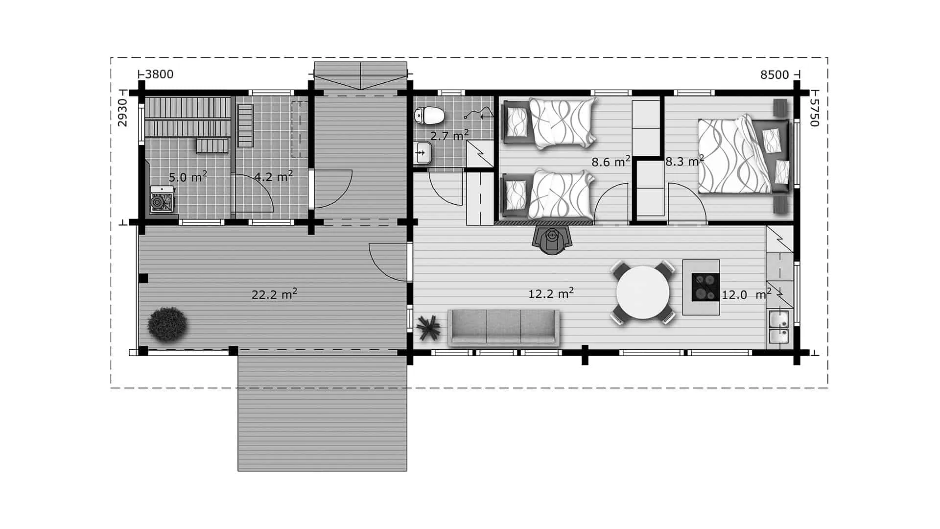 Timmervilla Virkkula 60 planritning