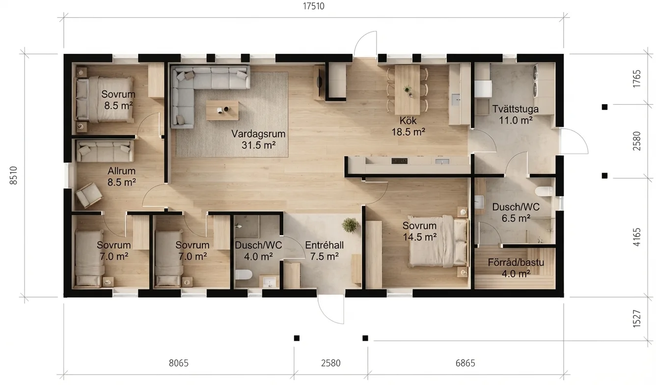 Blacke 149m² planritning