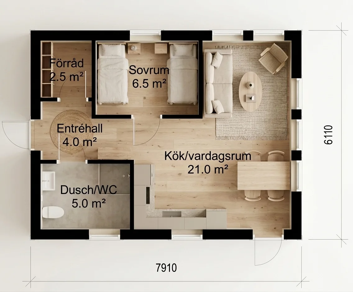 Granholmssundet 50 m² planritning