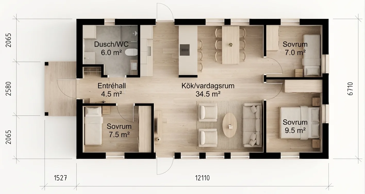 Munkviken 81m² planritning