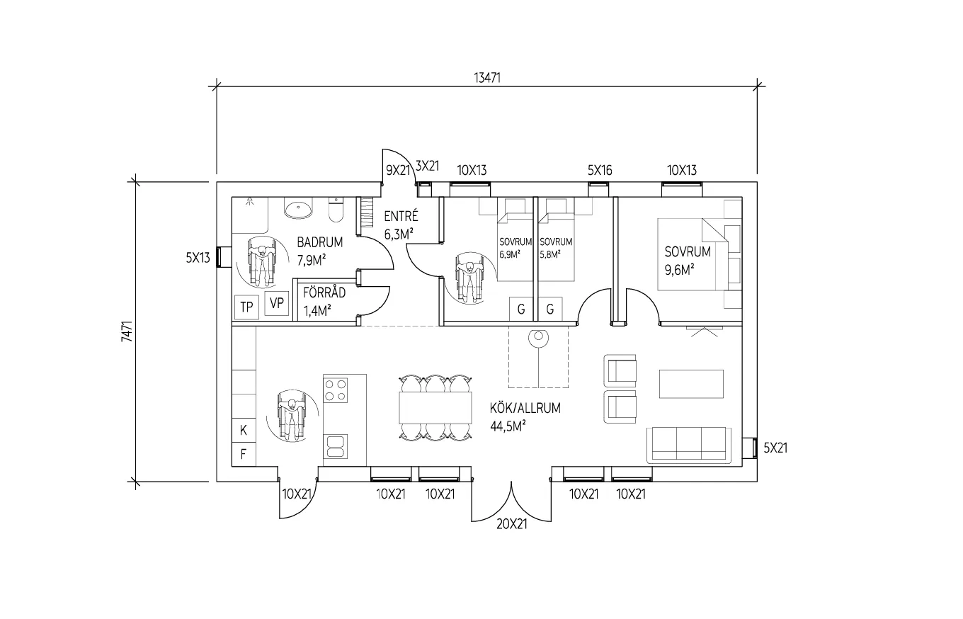 Villa Björkviken planritning 1
