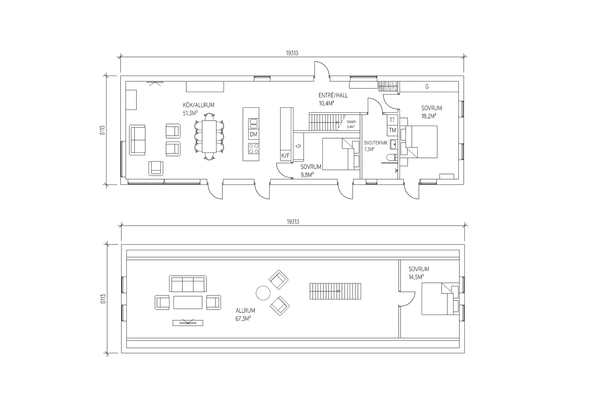 Villa Gläntan planritning 1