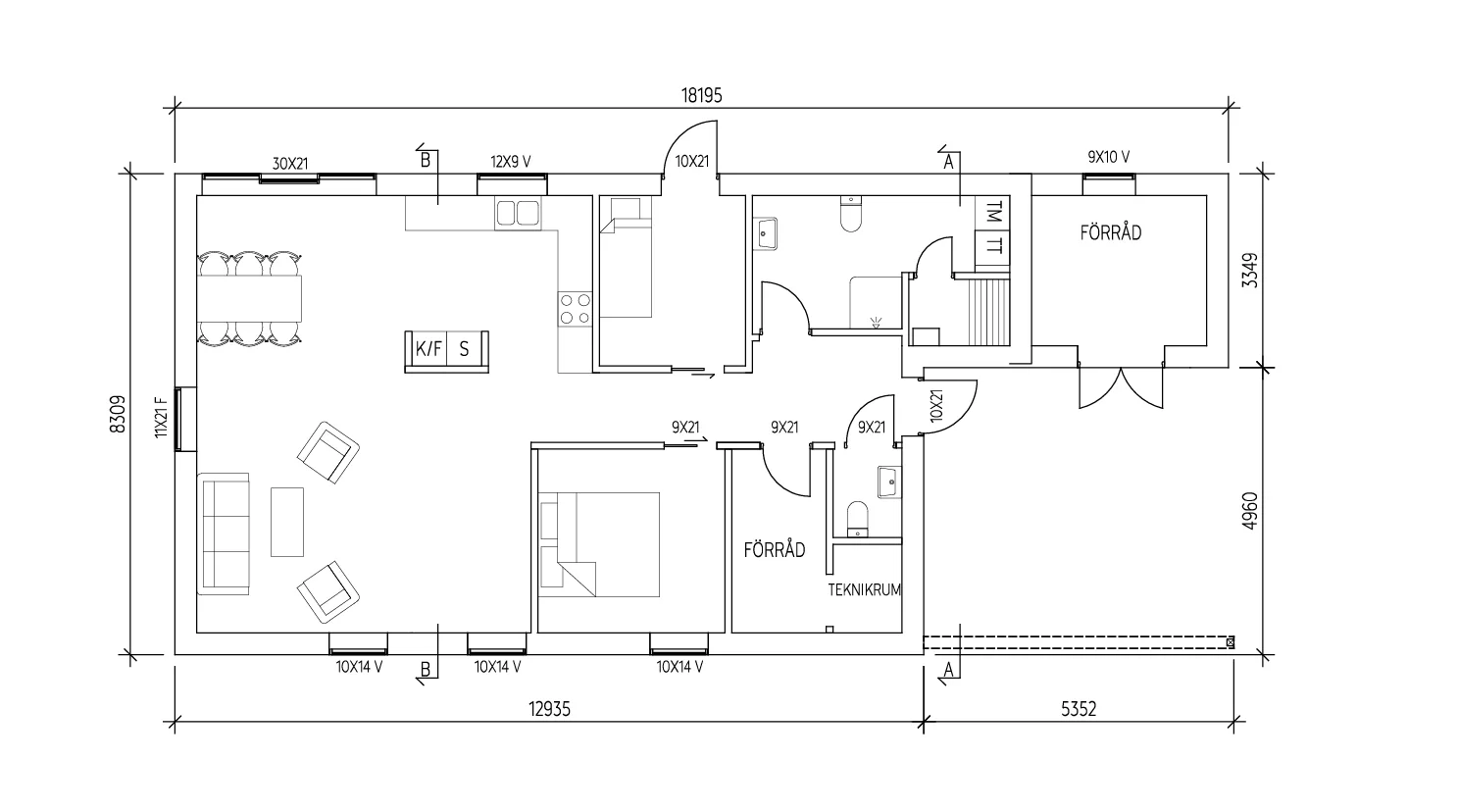 Villa Gråhällan planritning 1