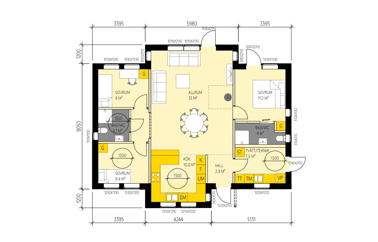 Villa Rödklövern planritning 1