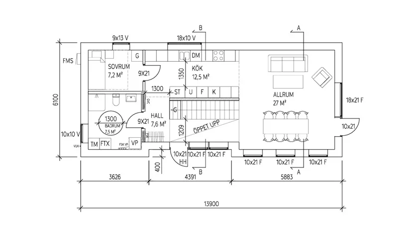 Villa Skogsgläntan planritning 1