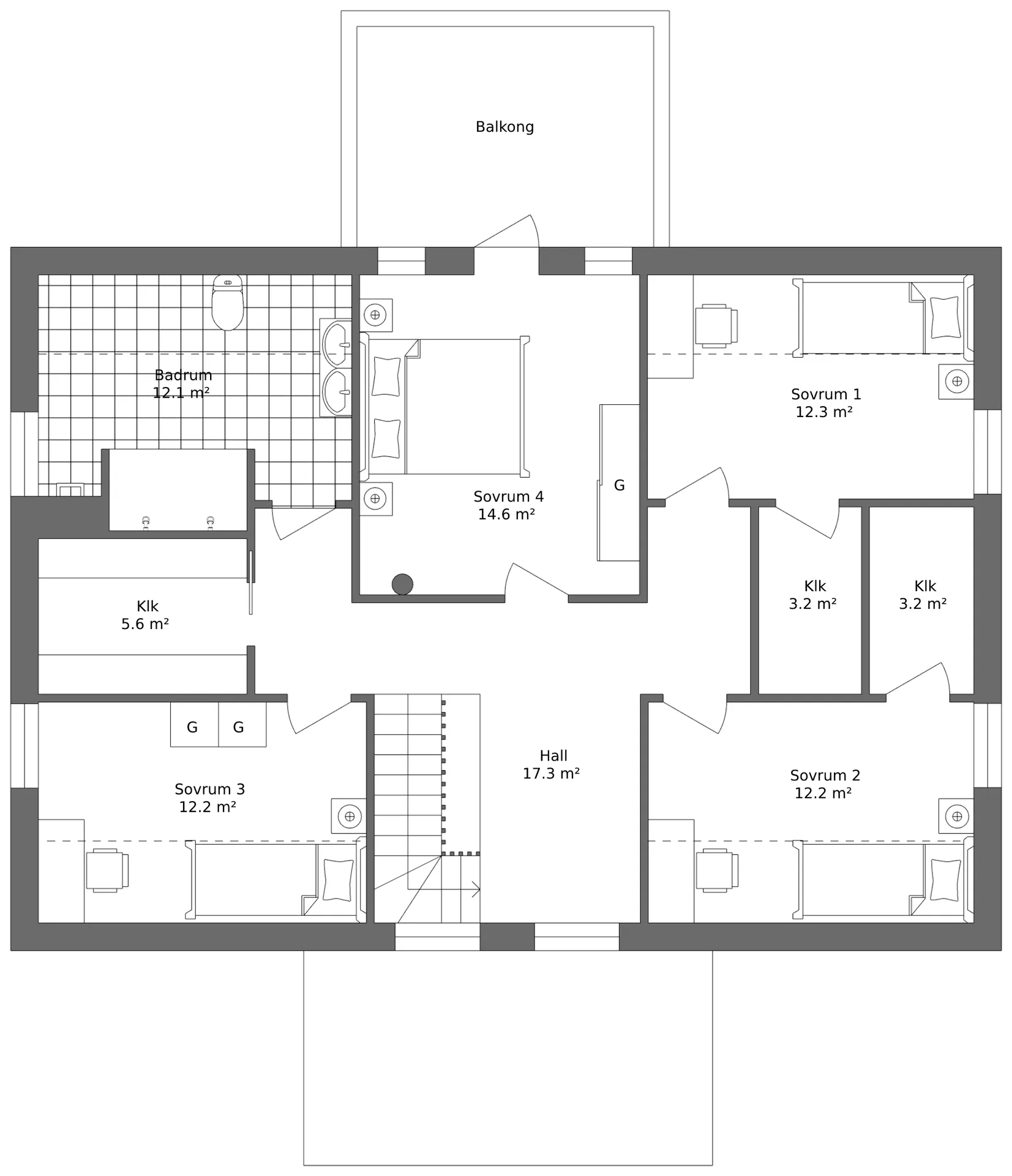 1.5-plan Balkong och glasveranda planritning 3
