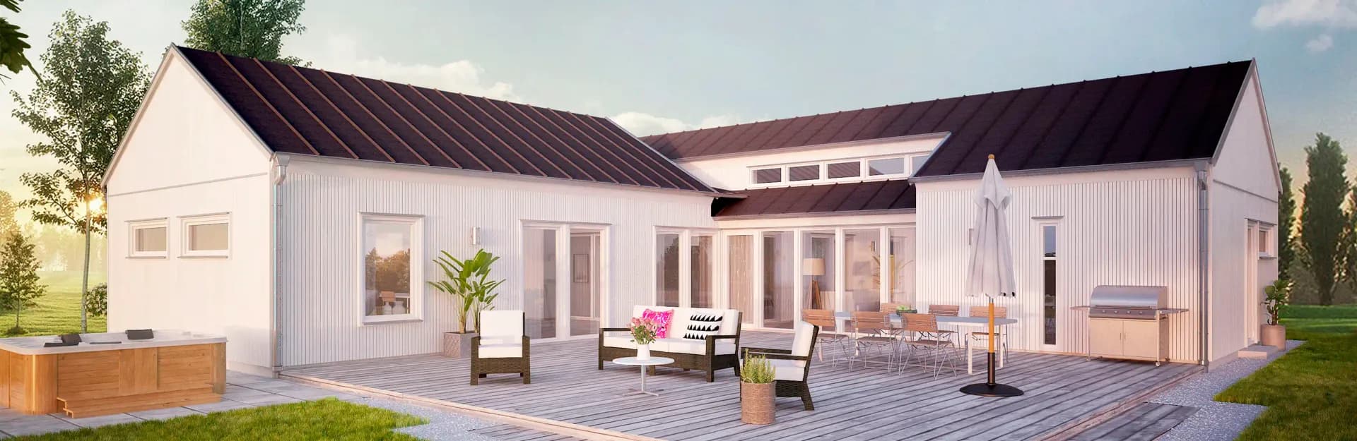 1-planshus i vinkel i Skånsk arkitektur från Mjöbäcksvillan.