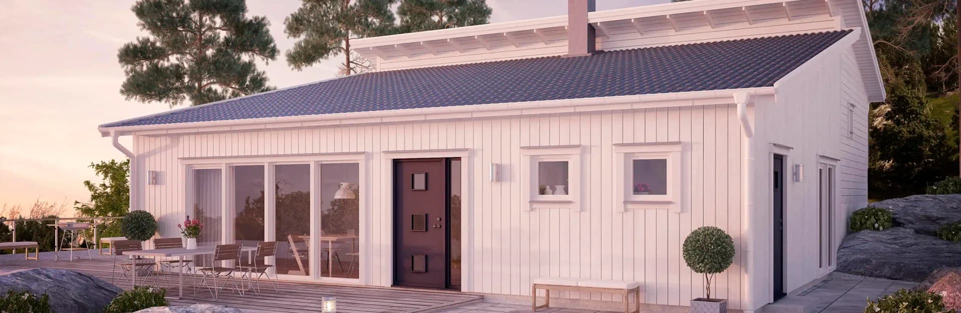 Kullsvik - Sutteräng funkishus från Mjöbäcksvillan för utmanande tomter.