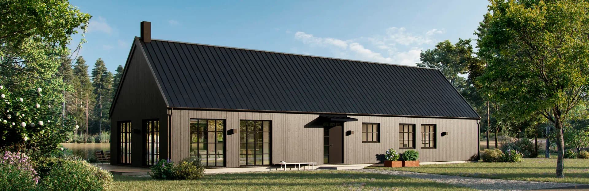 1-plans badhus från Mjöbäcksvillan med generösa ytor.