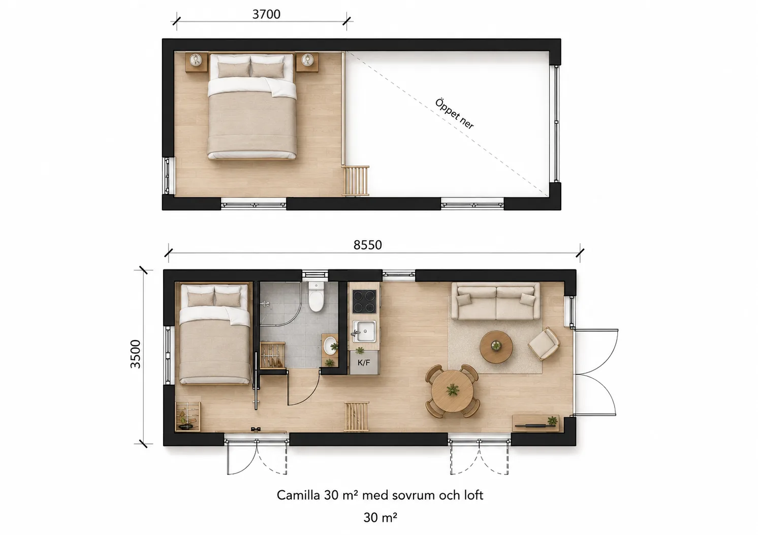 Camilla m sovrum & loft 30 kvm