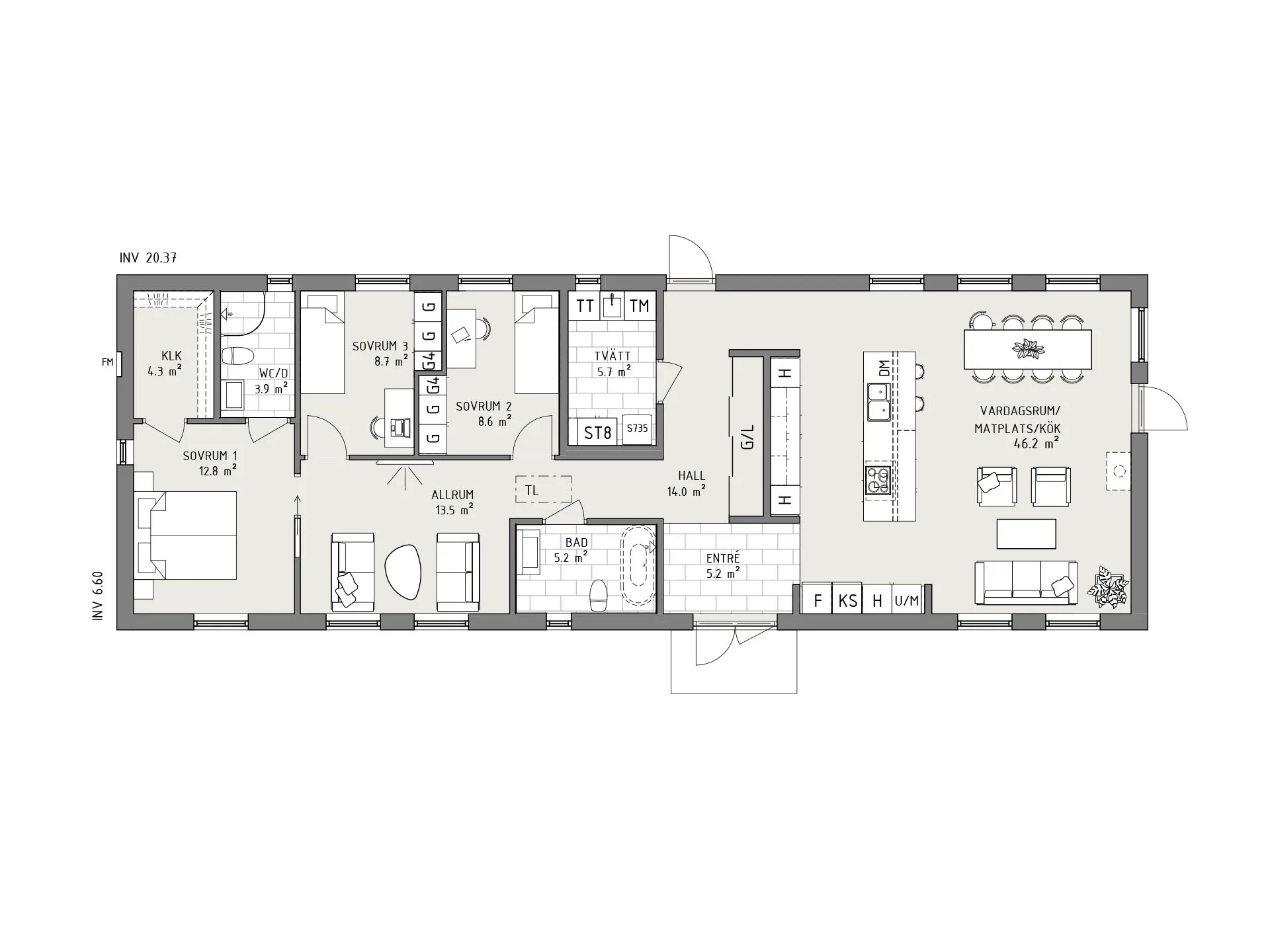 Gryning planritning - Lantlig