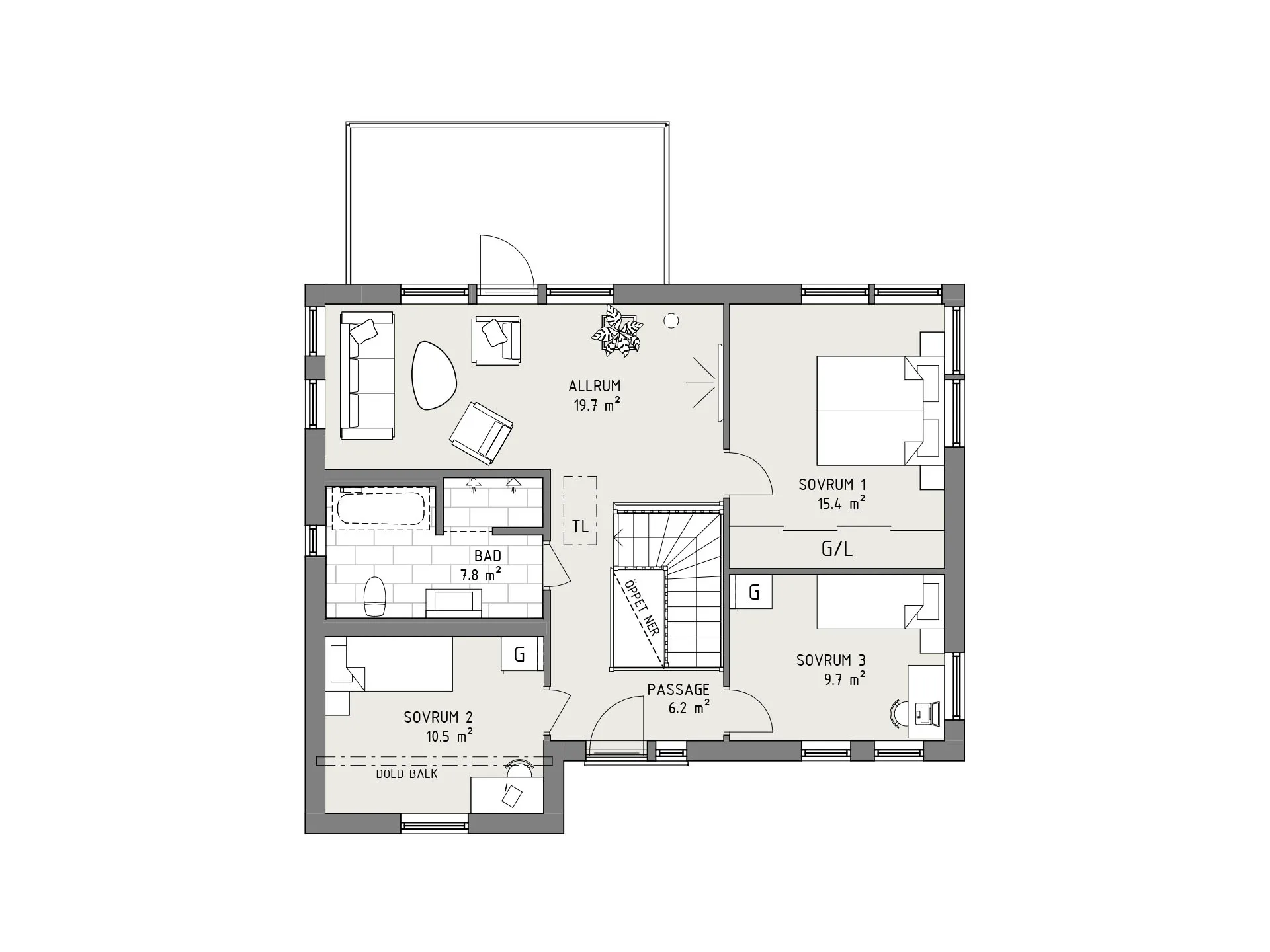 Klappersten planritning - Lantlig