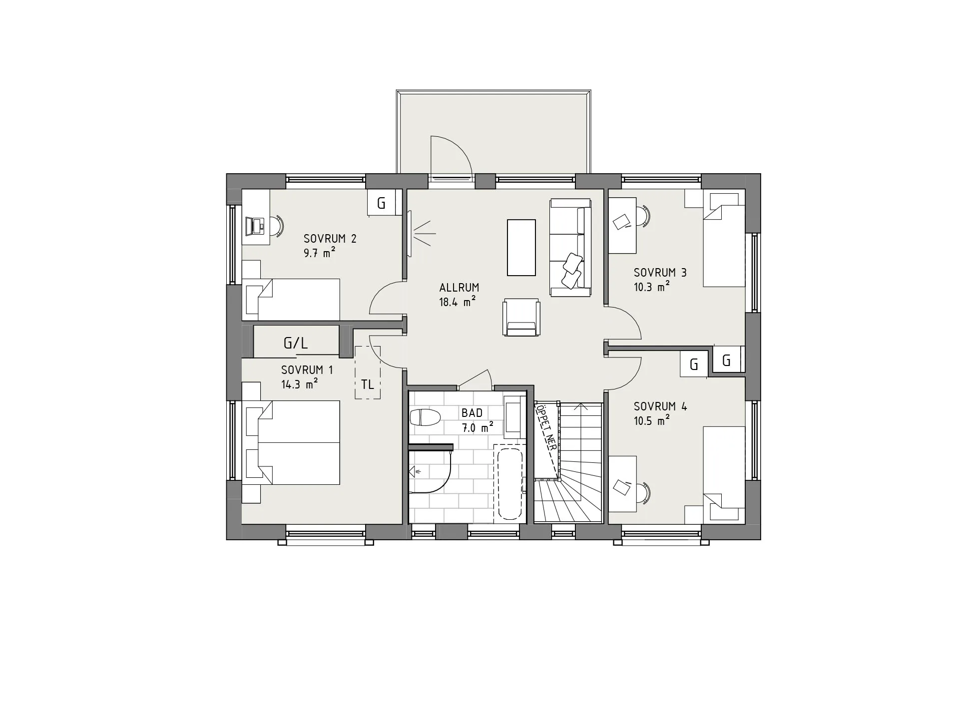 Kungsspira planritning - Modern