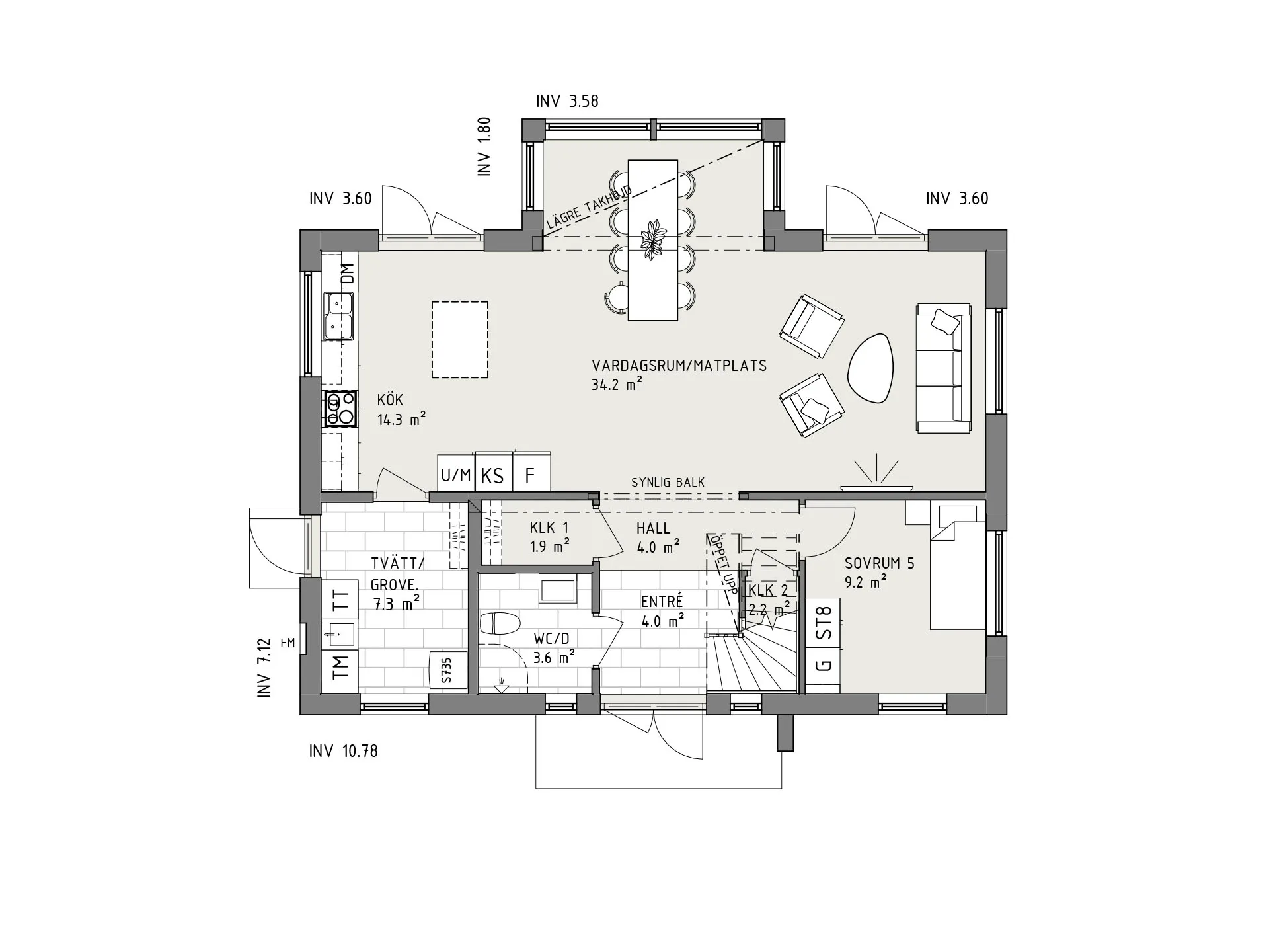 Kungsspira planritning - Modern