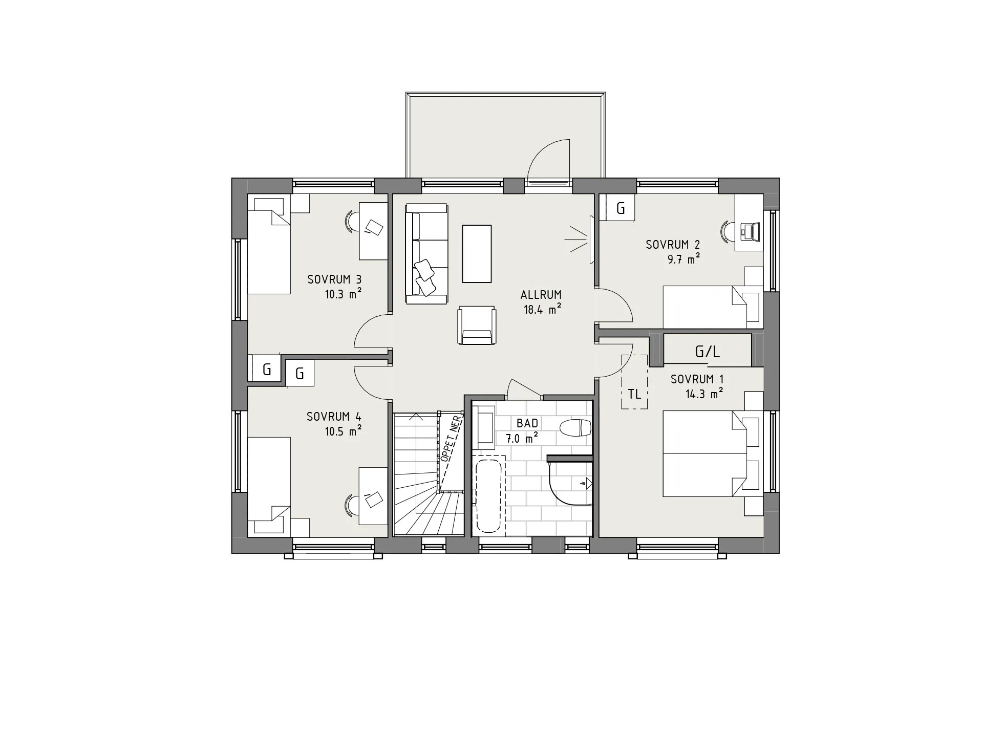 Kungsspira planritning - Modern