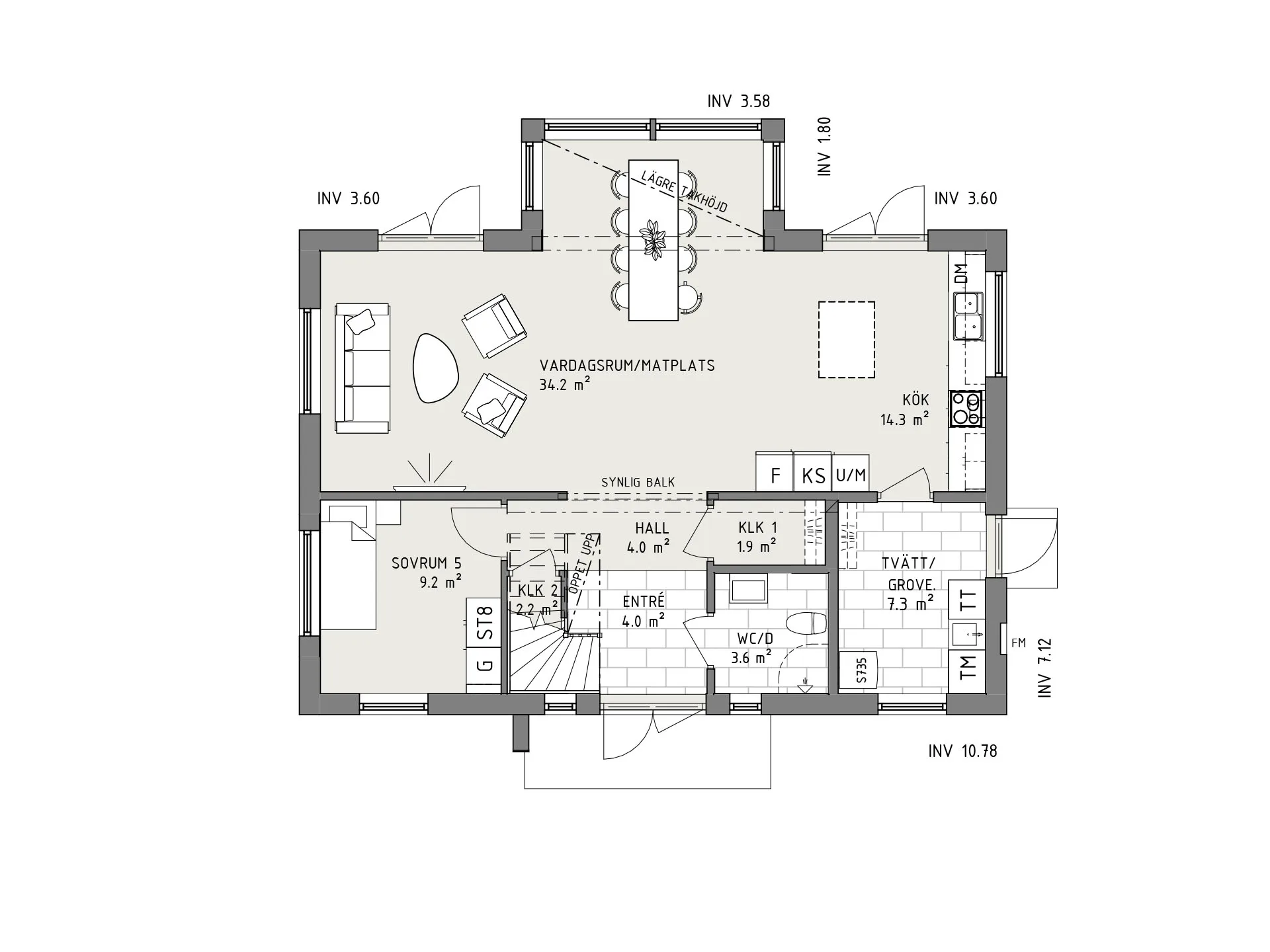 Kungsspira planritning - Modern