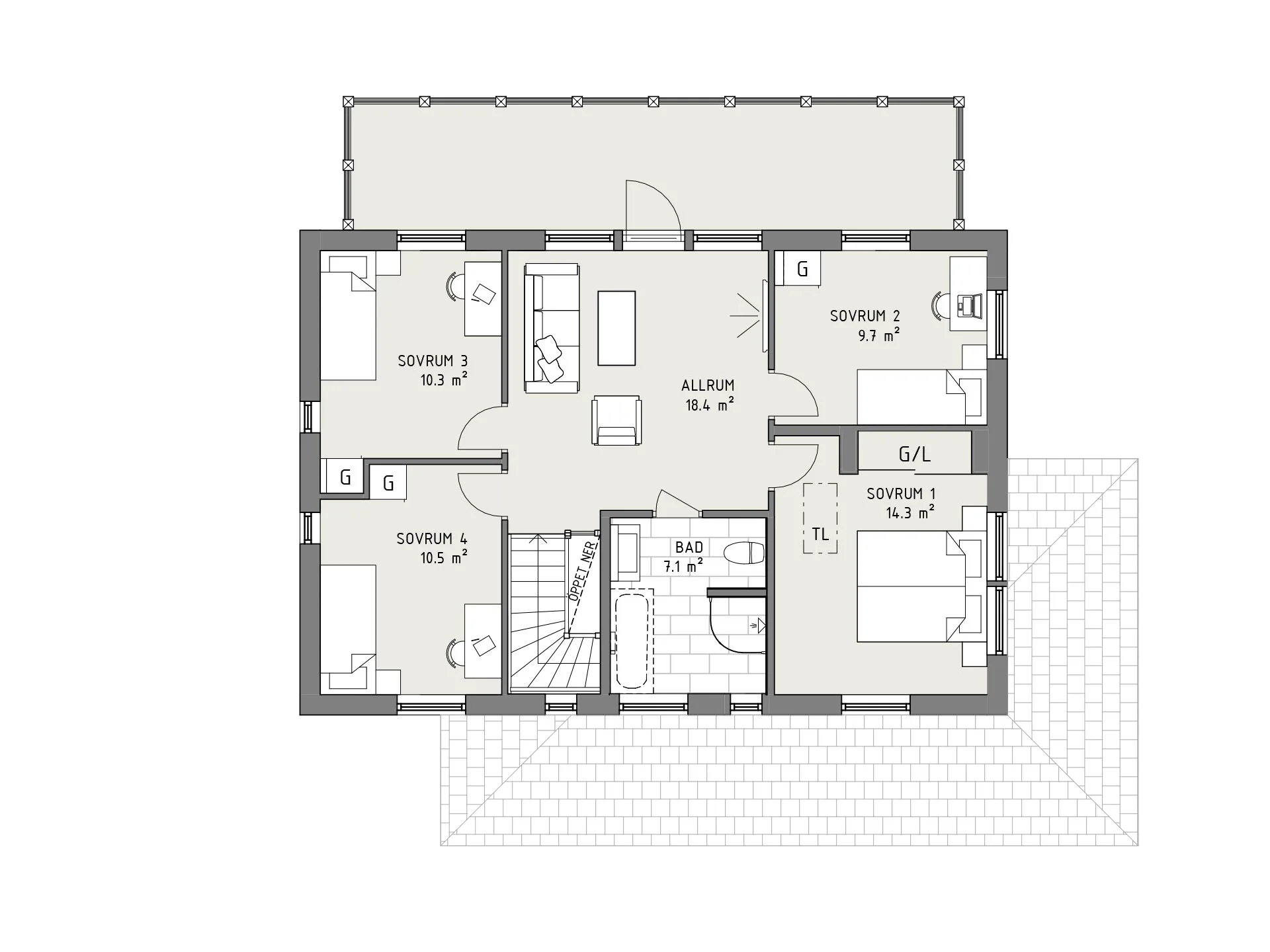 Kungsspira planritning - New England