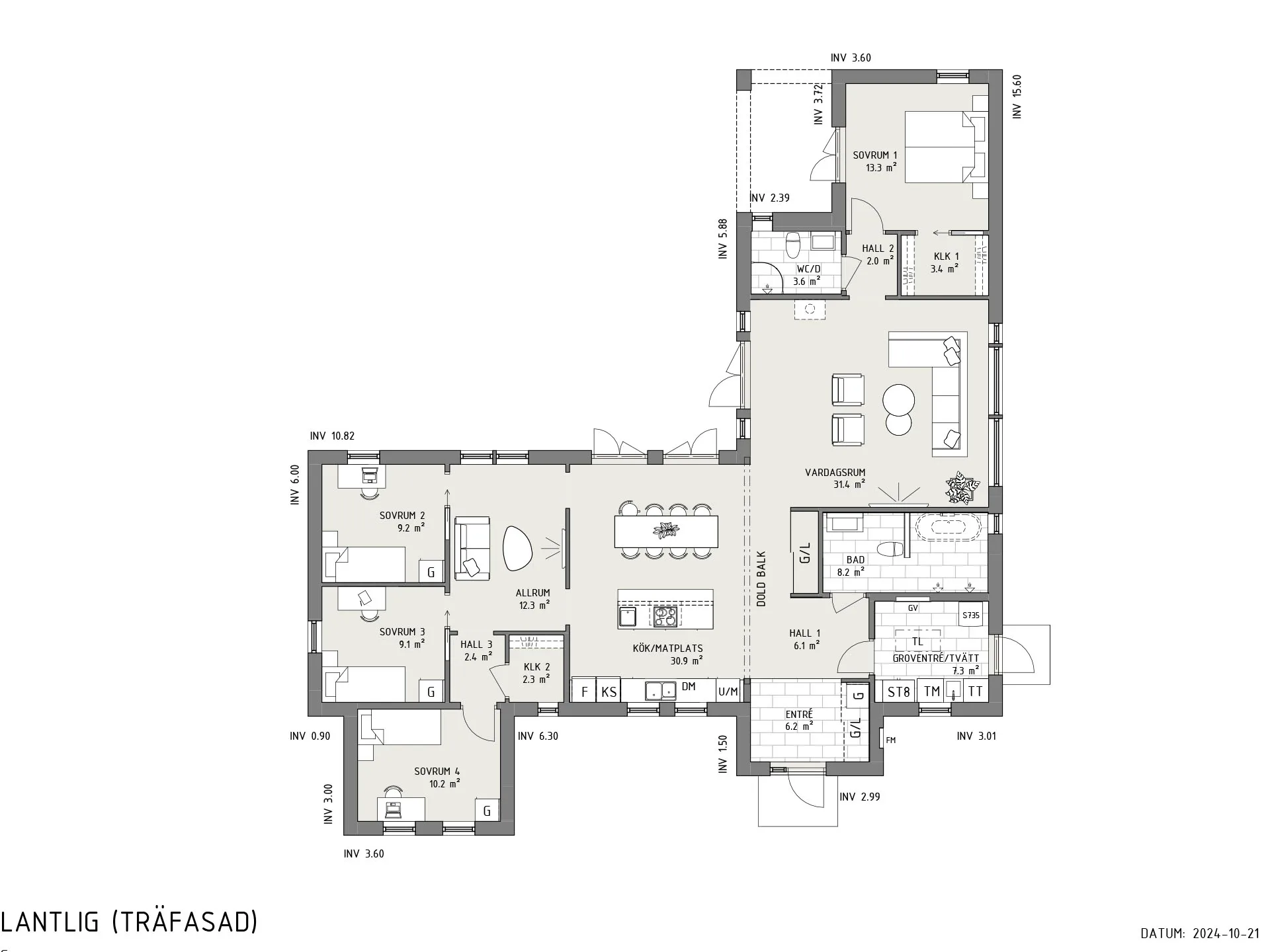 Nymåne planritning - Lantlig