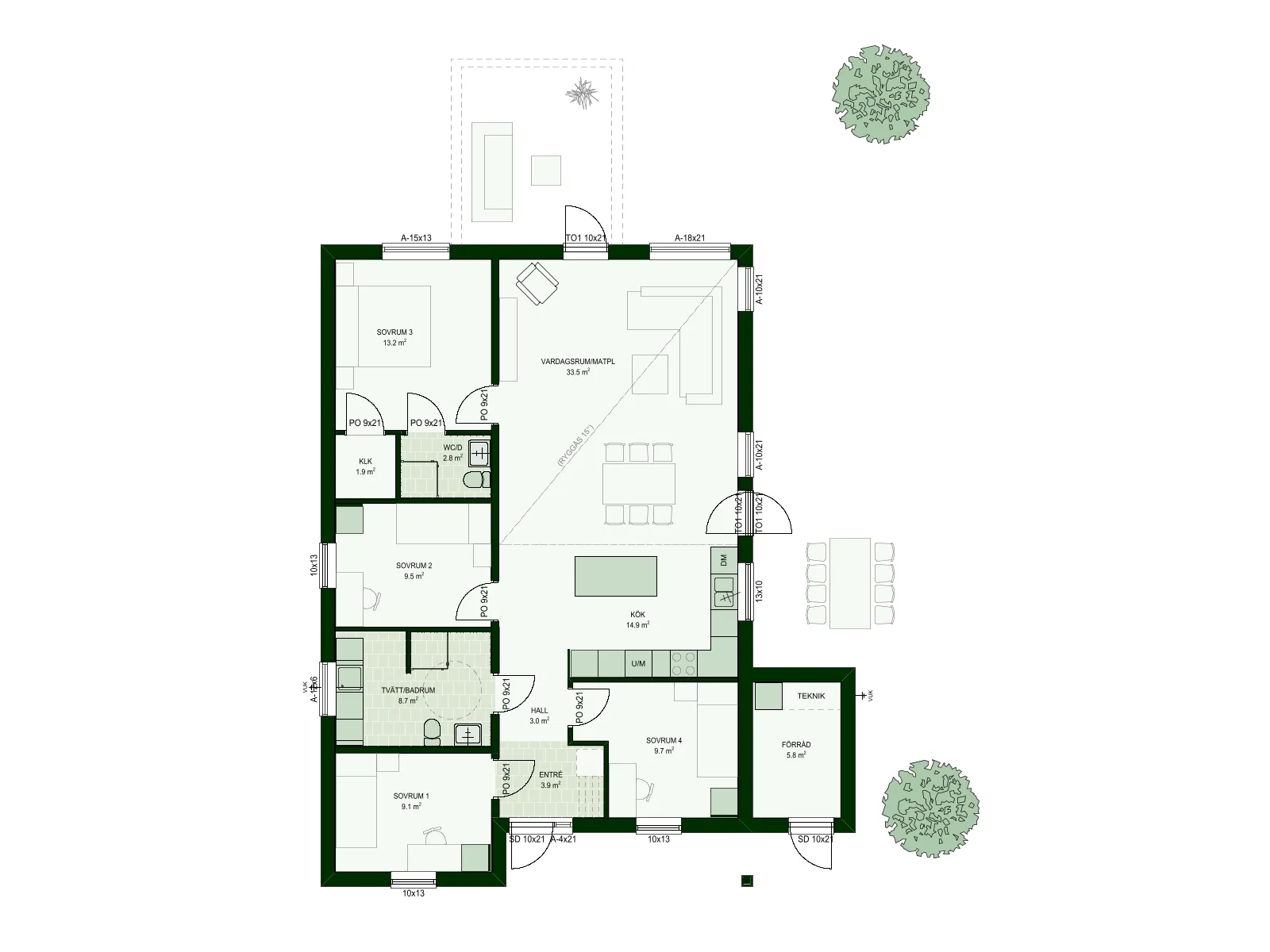 Villa Astrid NH-201 planritning 1