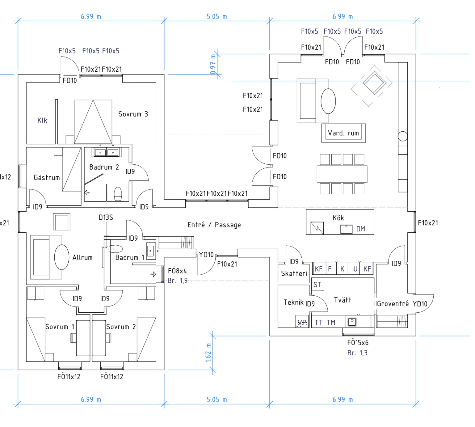 Villa Farhult planritning 1