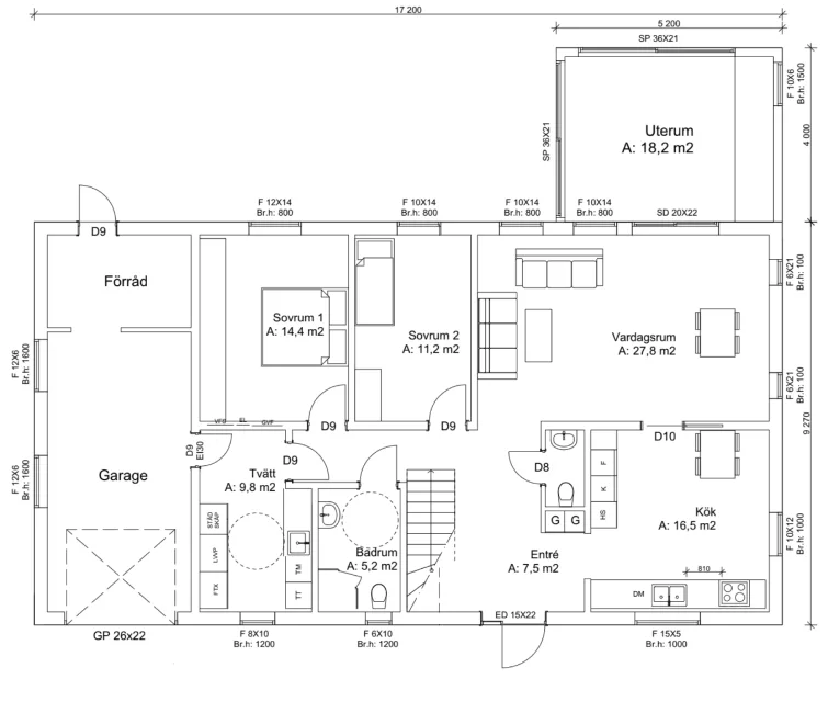 Villa Grevie planritning 1