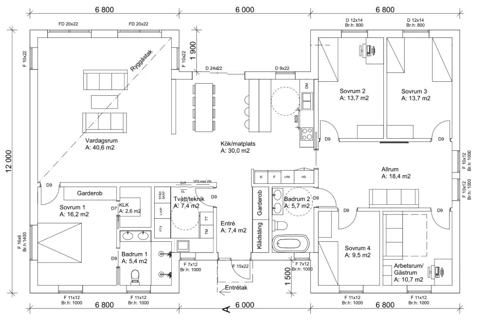 Villa Kämpinge planritning 1