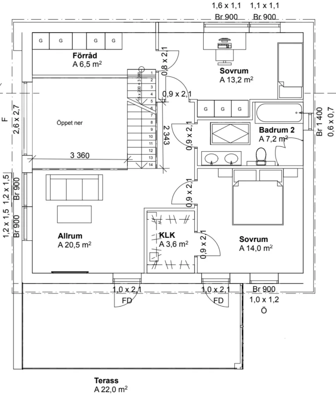 Villa Sibbarp planritning 2