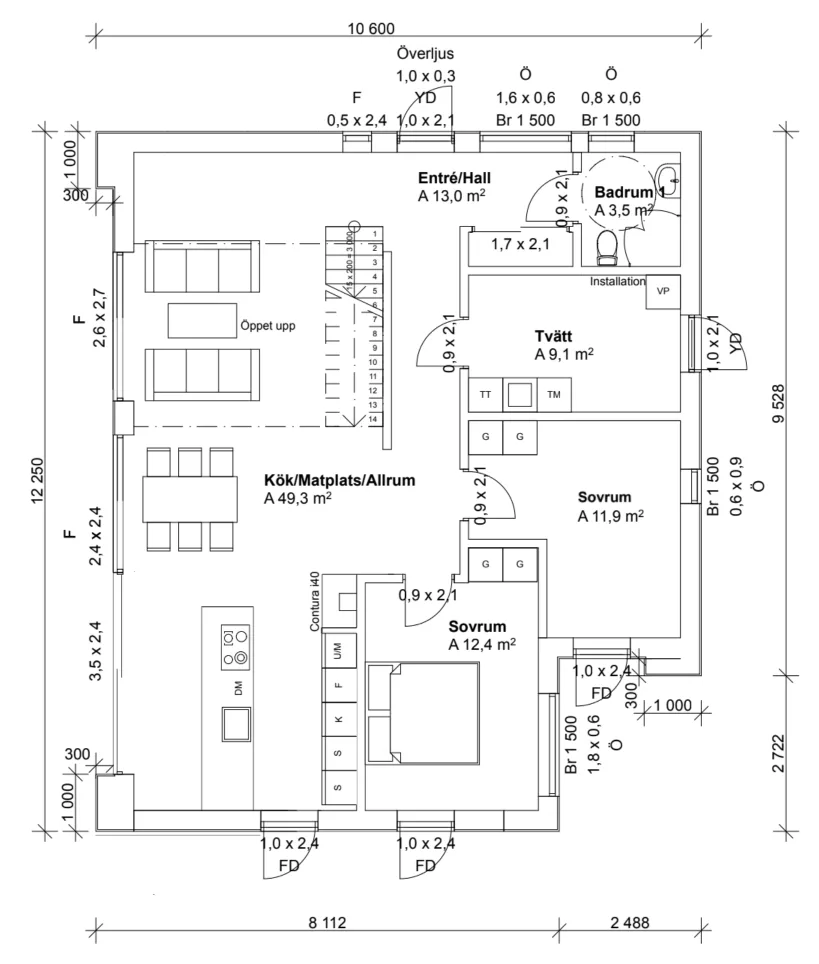 Villa Sibbarp planritning 1
