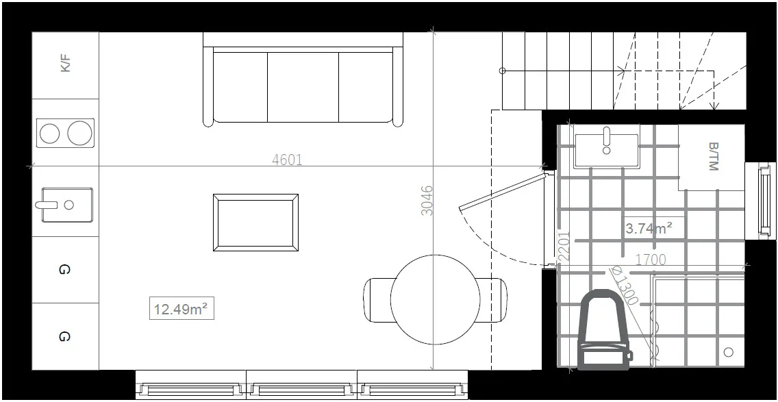 Planlösning - Nedre plan
