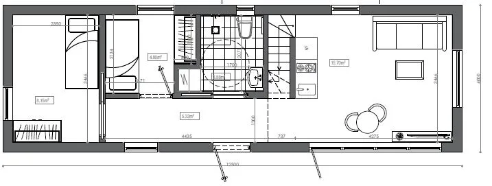 Planlösning - Nedre plan - mindre kök