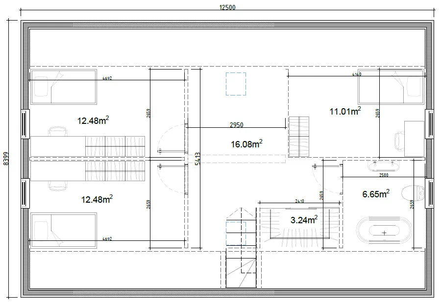 Planlösning övre plan